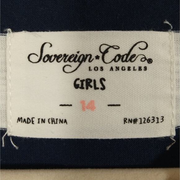 Y Sovereign Code Big Girls Navy White Striped Strawberry Top Tee Shirt NWT 14 - Picture 6 of 7